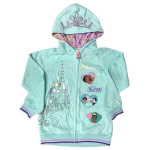 Character Girl's Full-Zip Soft Fleece Embroidered Hoodie - Disney Princess